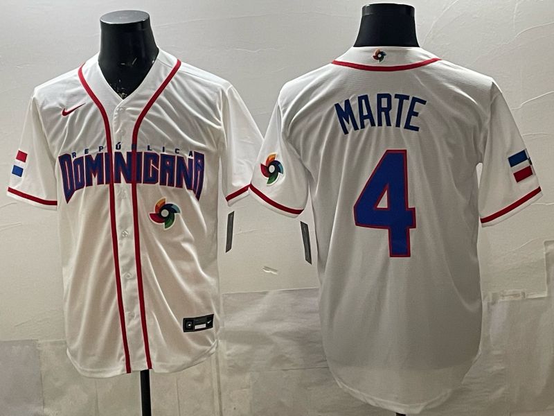 Men 2026 World Cub #4 Marte White Game Nike MLB Jersey style 009